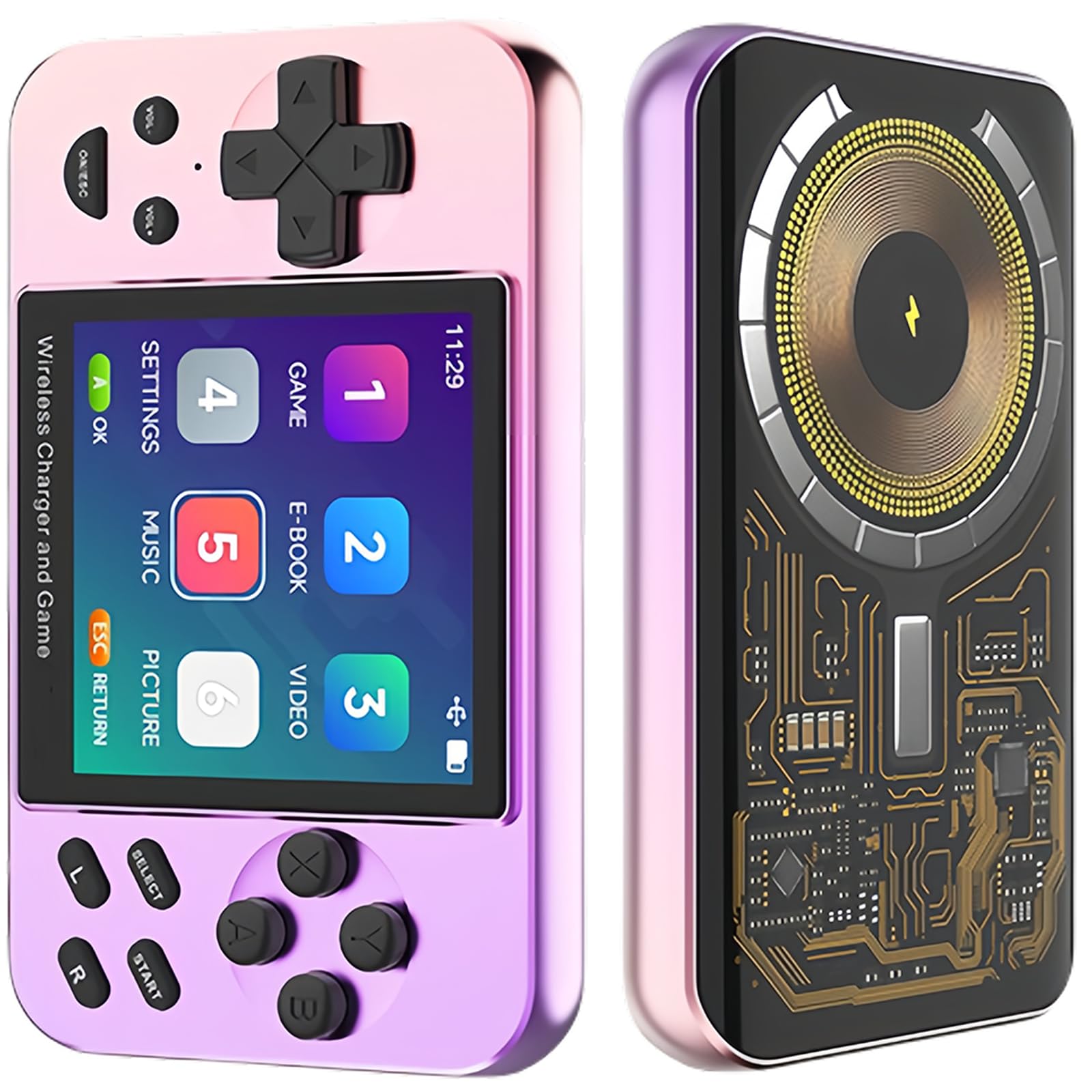 Handheld Game Console Mini Retro Console, 5000mAh Portable Pocket Arcade Supports Wired Wireless Charging Classic Game Ebook Movie Music Photo 7-in-1