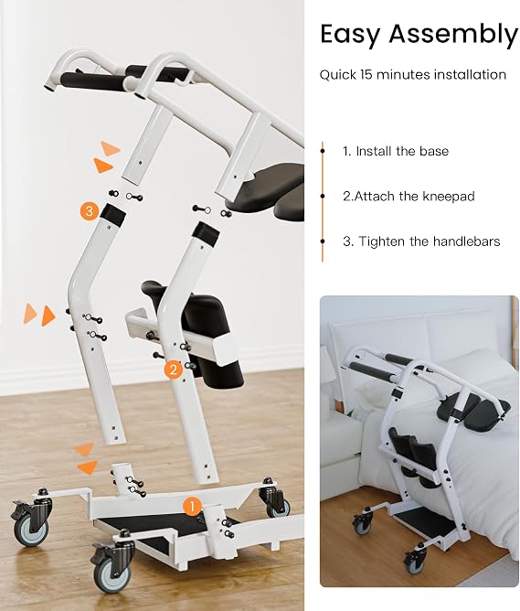 VOCIC Sit to Stand Lift, One-Step Stand Assist Lift for Elderly, Patient Lift Chair Transport Unit with Wheels, Fall Prevention & Muscle Building, AY03 2026 Upgraded