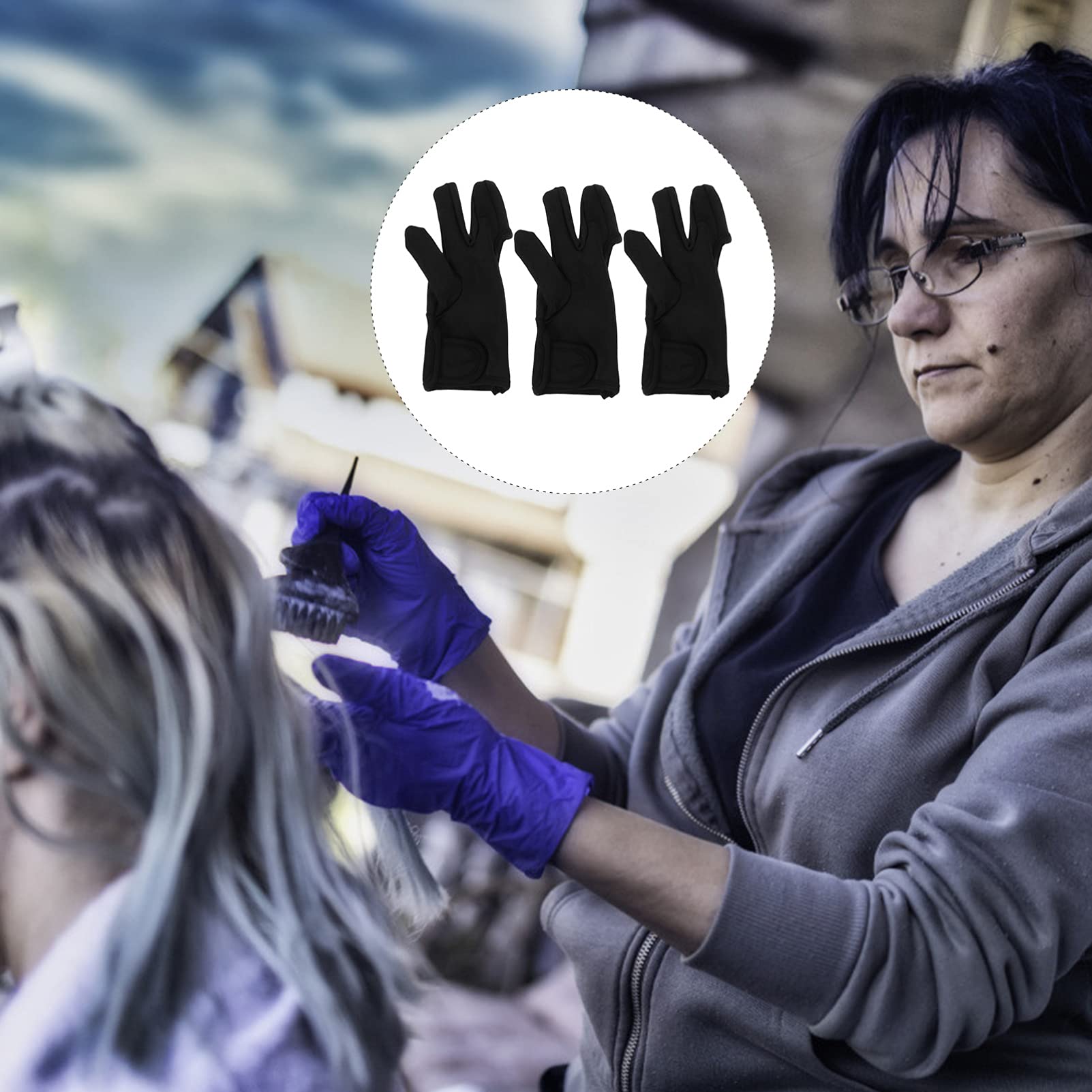 FOYTOKI 3pcs Heat Resistant Finger Protectors Mitts Heat Blocking Gloves for Hair Styling Safe for Curling Iron Hair Styling Curling w