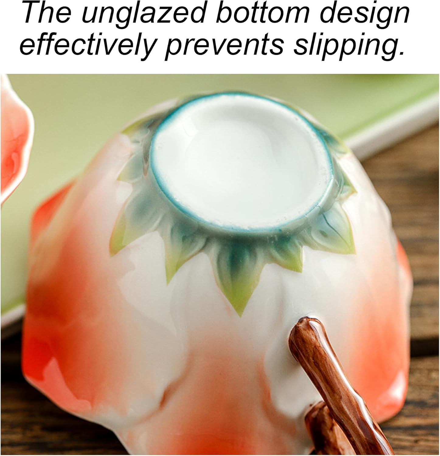 3D Ceramic Tea Cup and Saucer Set, Flower Coffee Mug Tea Cups with Spoon, Vintage Floral Tea Cups with Decorative Handle for Afternoon Tea Weddings and Home Decor (Red)