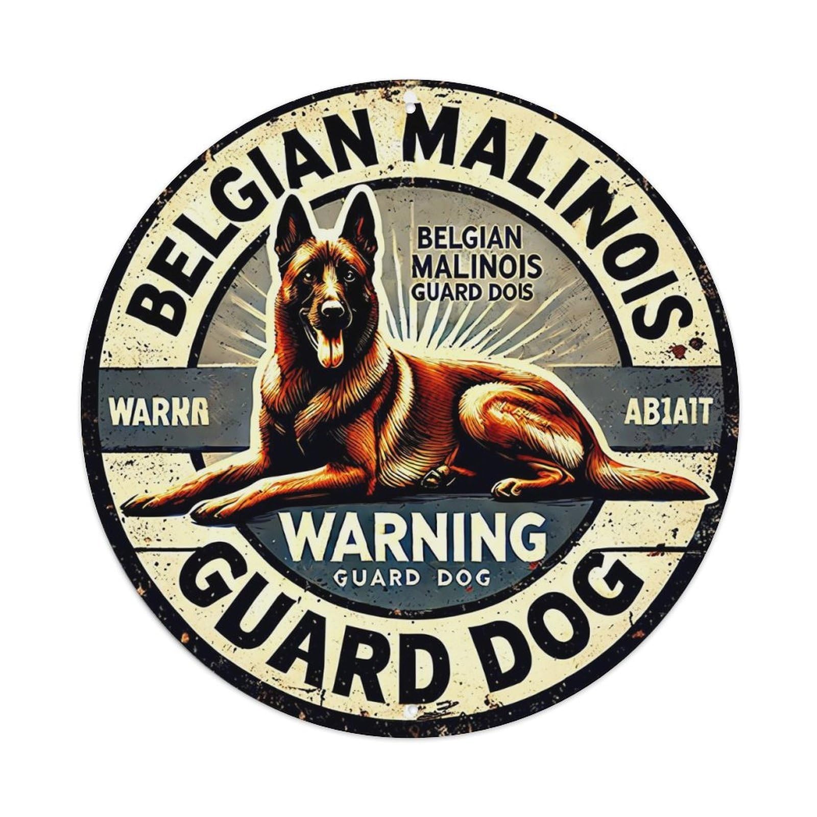 Belgian Malinois Guard Dog Warning Metal Tin Sign Plaque