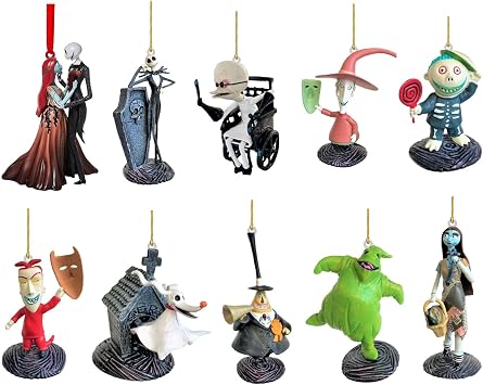 Nightmare Before Christmas Ornaments Set of 10 Acrylic Flat Hanging Decoration Christmas Tree Window Car Decoration Pendant Christmas Party Gift