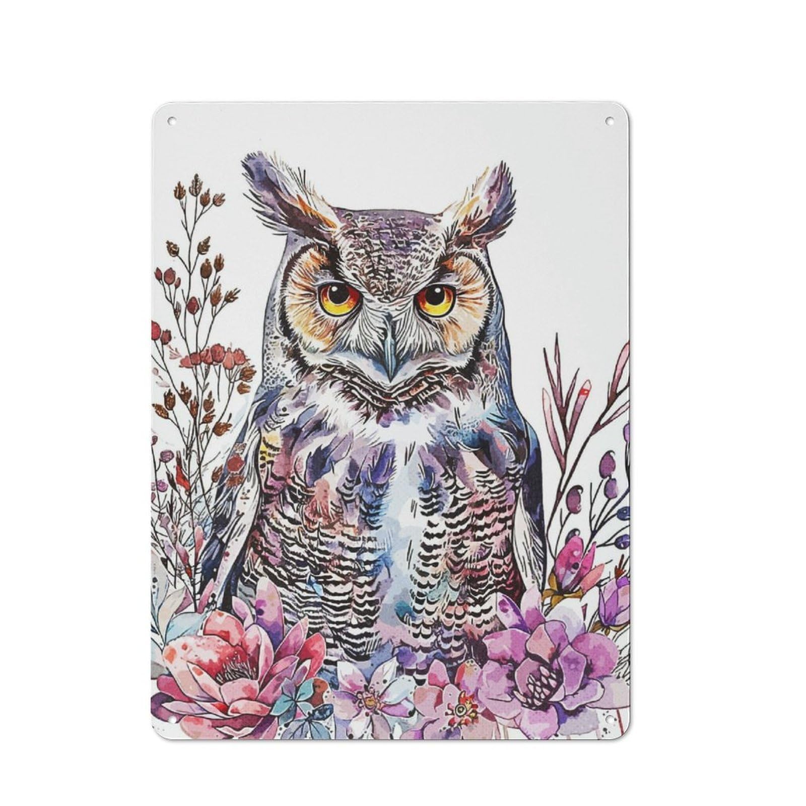 Junmoney Owl Nature Metal Sign 40X30cm With For Pub Or Café, Retro Decor, For Cooler-Month Interiors With Retro Character