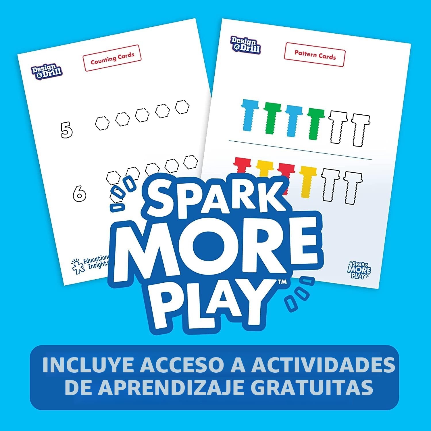 Learning Resources Design & Drill Brightworks, Aprendizaje Stem con taladradora de Juguete, 53 Piezas, +3 años