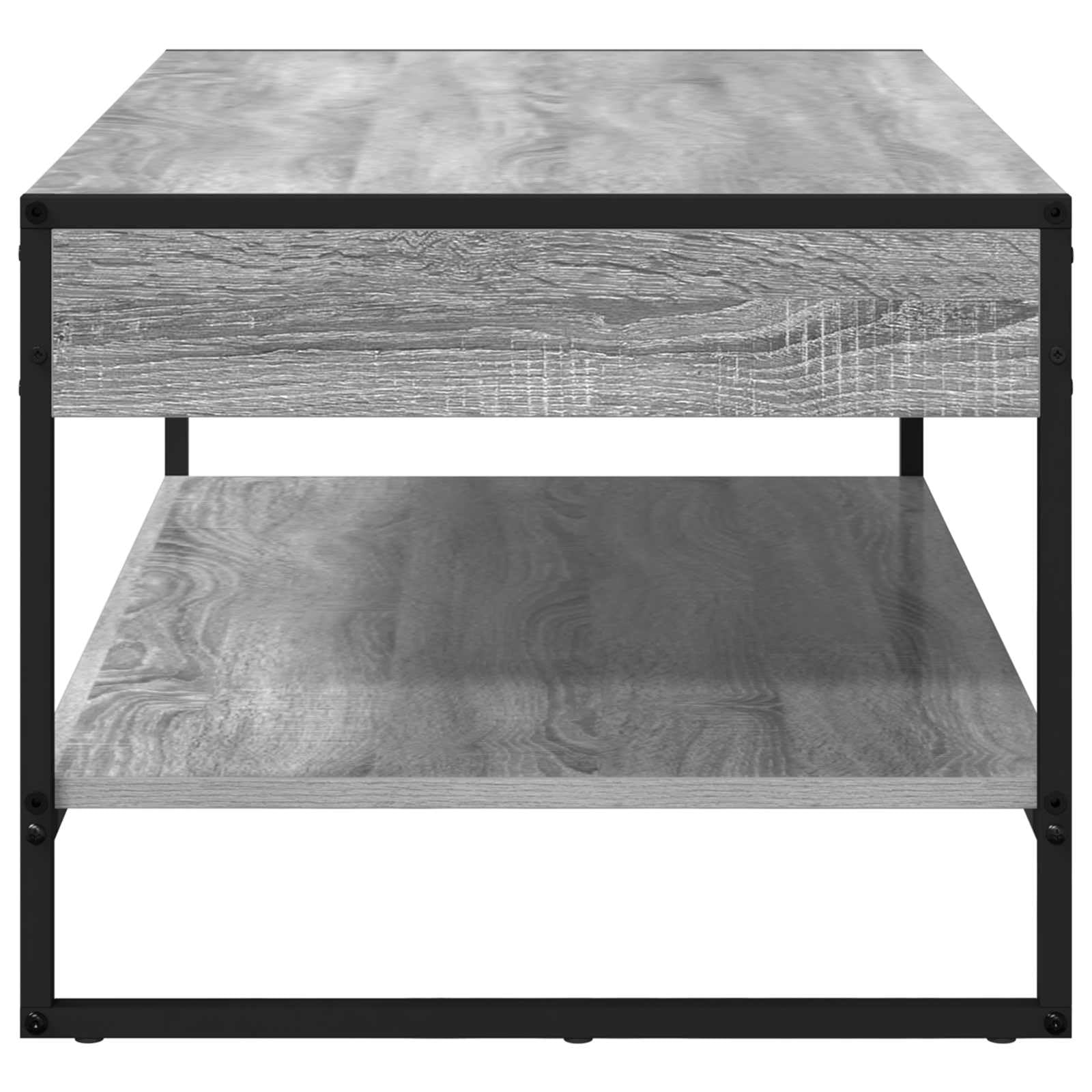 Couchtisch Graues Sonoma Holzwerkstoff 80 x 50 x 40 cm mit Ablagefach und Stahlbeinen moderner Wohnzimmertisch für Sofa Lounge mit Stauraum und Ablagefach