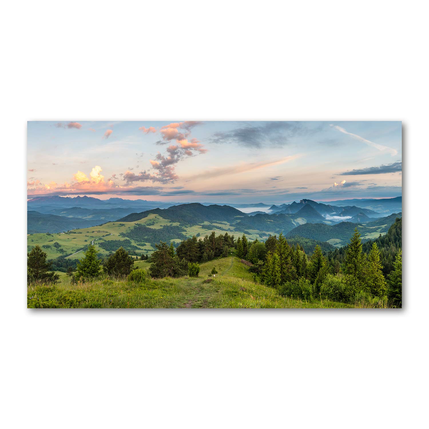 Image verre plastique panorama de la Pieniny pour salon lumineux