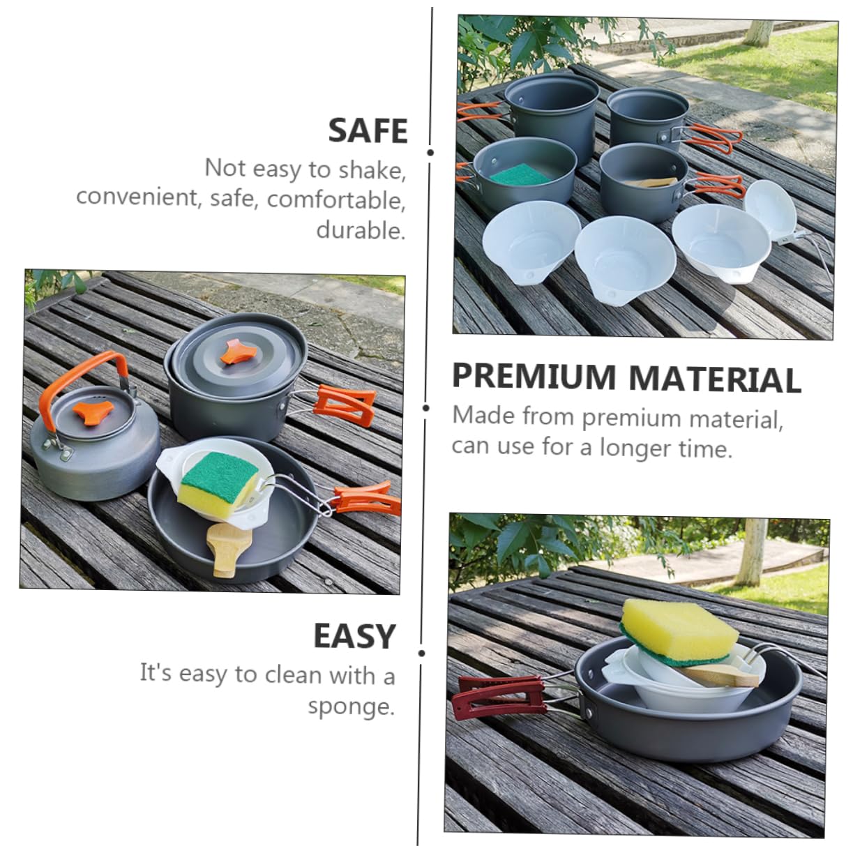 BESTonZON 7Pcs Portable Camping Tableware Compact and Durable Outdoor Cutlery with Bowls Spoon Spatula and Sponge for Travel and Outdoor Activities