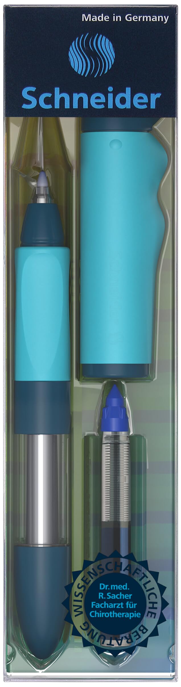 Schneider Stylo roller Base Senso 188733 (pour débutants en écriture, droitiers et gauchers), bleu/turquoise