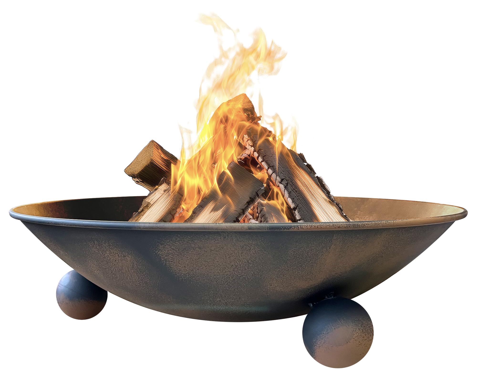 IlGruppone Braciere da Giardino Ø57 Cm Cesto da Fuoco Design Moderno Colore Ruggine con Fori Drenaggio