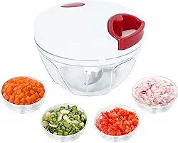 Mini Triturador Processador de alimentos manual alho cebola 3 Lâminas inox (cores variadas)