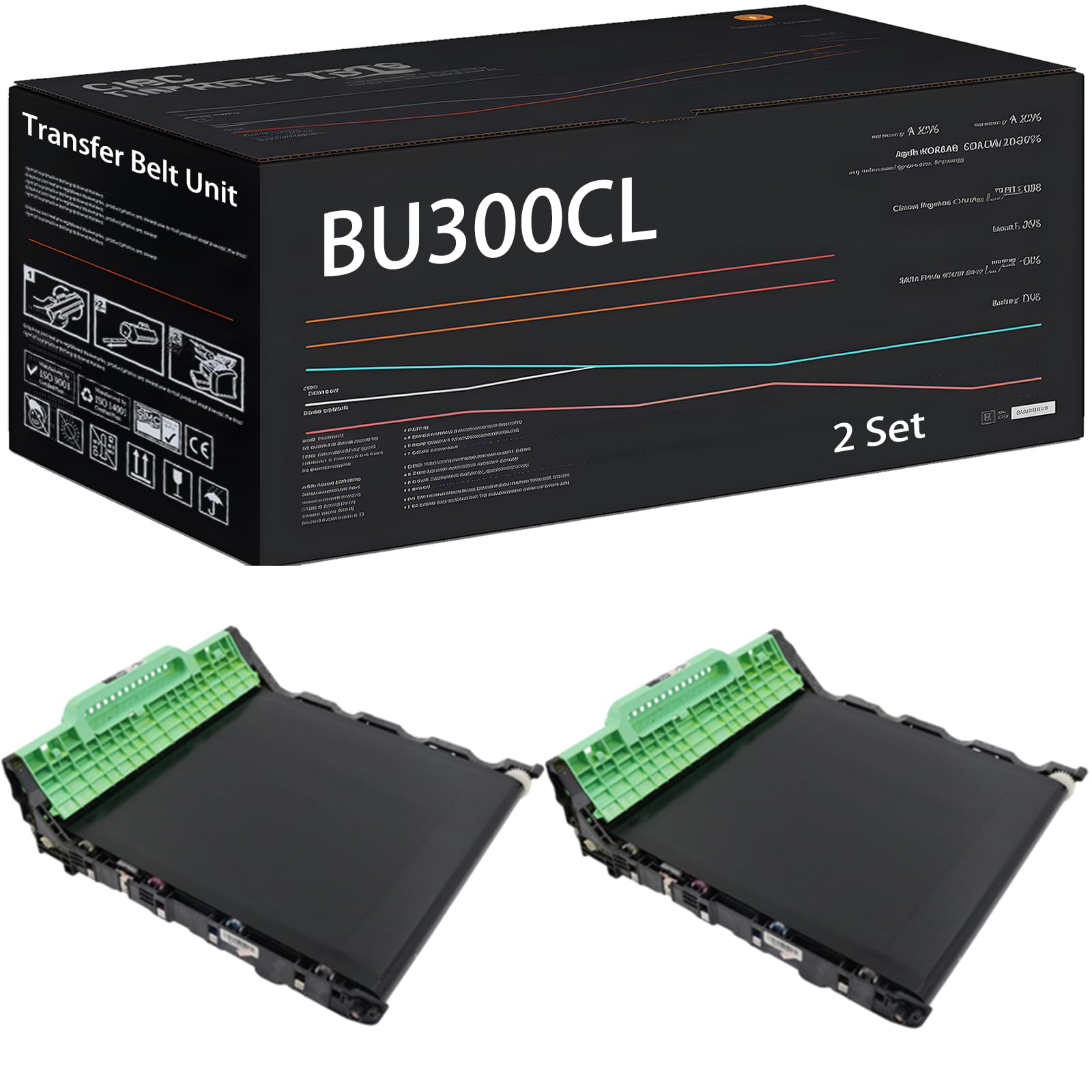 BU300CL Transfer Belt Unit Compatible for Brother HL-4150CDN HL-4570CDW HL-4570CDWT Printers, with Chip, High Yield 50000 Pages, High-Definition Printing (2 Set)