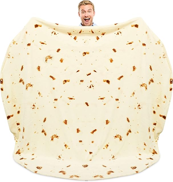 Zulay (71 Inch) Giant Tortilla Blanket Double Sided - Novelty Big Tortilla Blanket for Adult and Kids - Premium Soft Flannel Round Burrito Tortilla Blanket for Indoors, Outdoors, Travel, Home and More