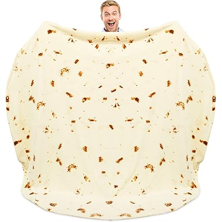 Zulay (60-80 inches) Giant Double Sided Burrito Blanket - Novelty Big Burrito Blanket for Adult and Kids - Premium Soft Flannel Round Tortilla Blanket for Indoors, Outdoors, Travel, Home and More