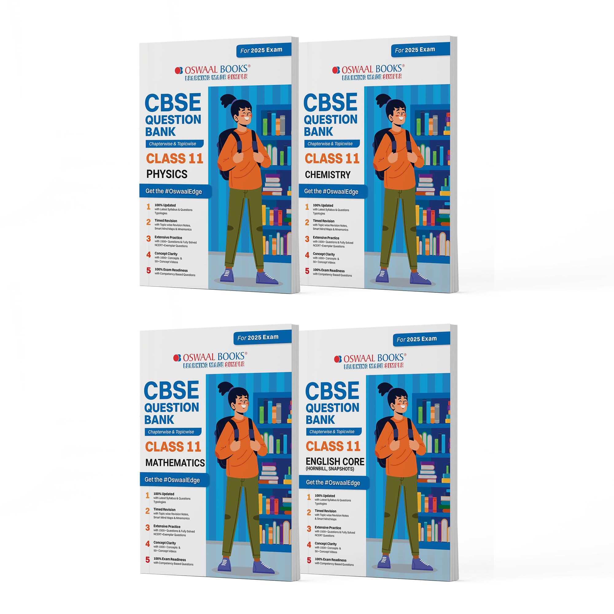 Oswaal CBSE Question Bank Class 11 Set of 4 Books | Physics | Chemistry | Mathematics | English Core | Chapterwise Topicwise Solved Papers | For 2025 Exams Product Bundle – 7 April 2024