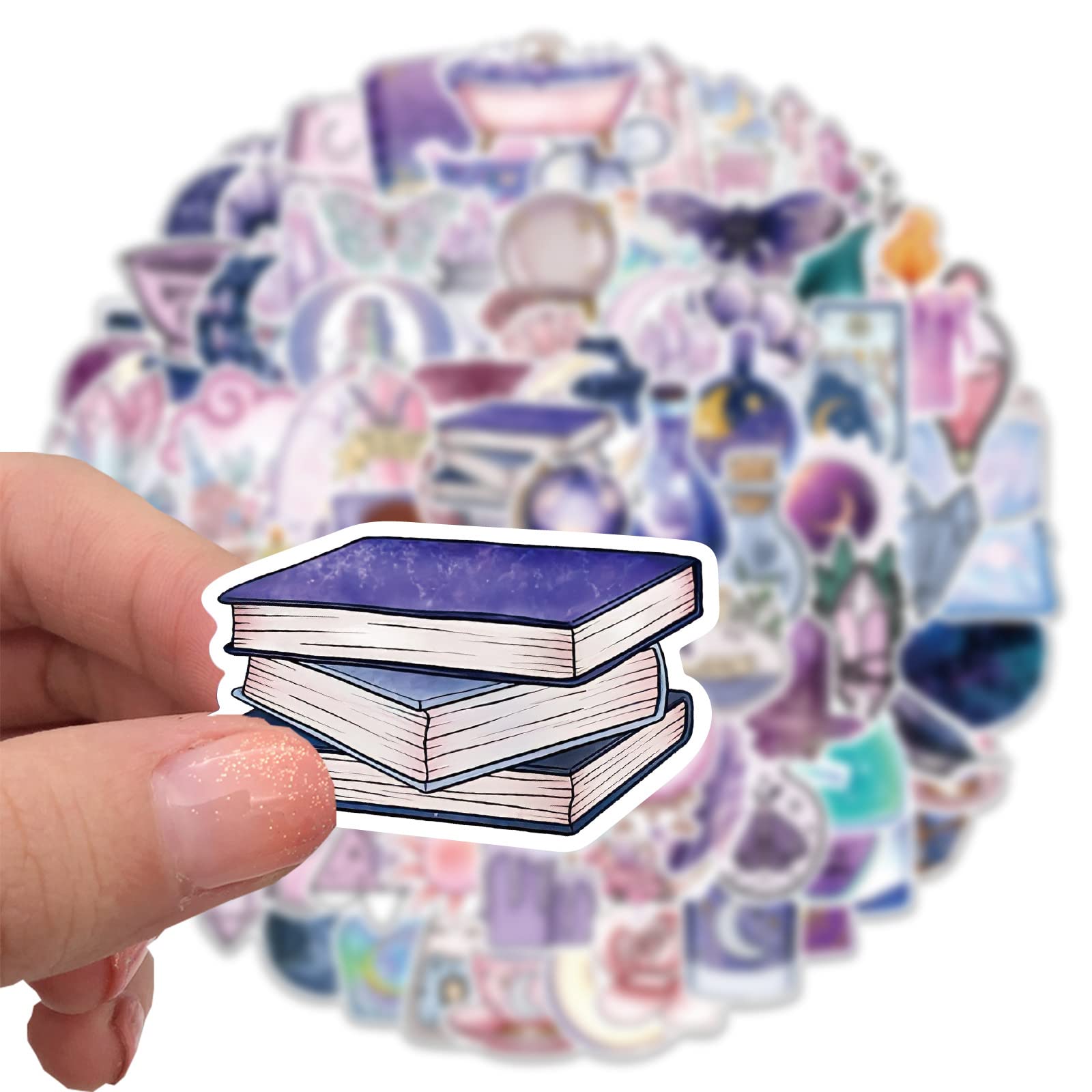 100 Pieces Witch Stickers - Moon Aesthetic Vinyl Decals For Water Bottles