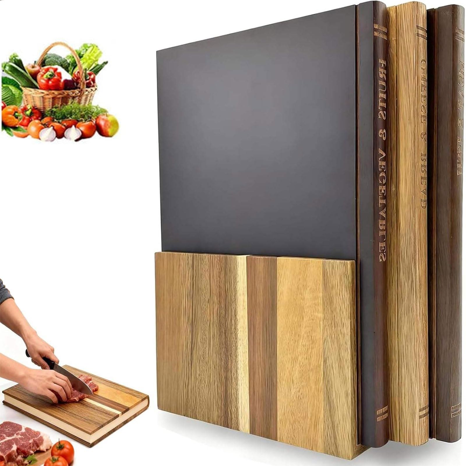 Planches à découper en bois de prestige avec socle de rangement