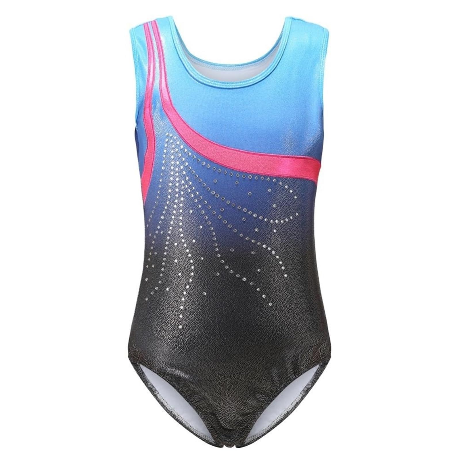 Maillot Gimnasia Ritmica Leotardo de Ballet for niñas Gimnasia sin Mangas Leotardo Profesional de una Pieza con Brillo de Rhineston(P,6)