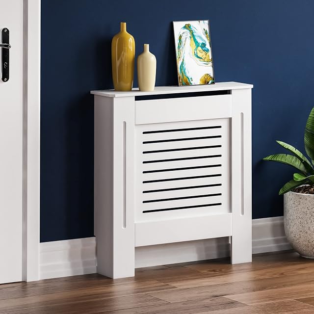 Vida Designs Milton Radiator Cover White Modern Painted MDF Cabinet, Small