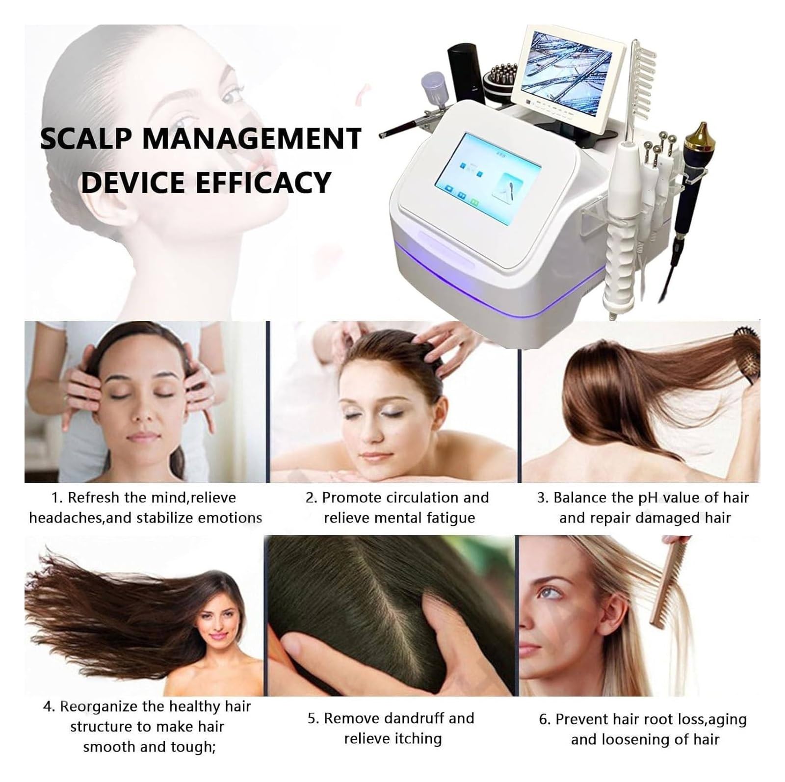 448K Tecar-Therapie-Diathermiegerät 7-in-1-Haar-/Kopfhaut-Analysegerät, Haarfollikel-Erkennung, mit hoher Frequenz für die Haarpflegemaschine, Kopfhaut-Analysegerät, Haarpflege-Massage
