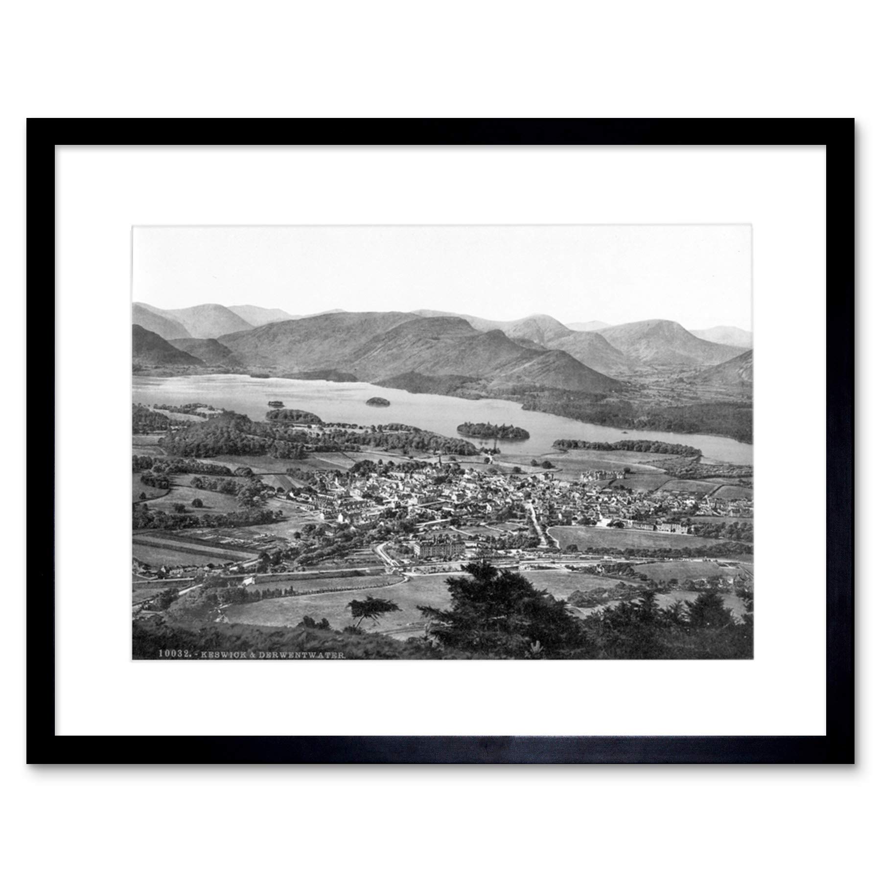 Wee Blue Coo Derwentwater And Keswick Lake District England Old BW Framed Wall Art Print