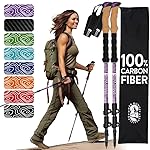 Hiker Hunger Carbon Fiber Hiking Poles Collapsible Lightweight for Women | Walking Sticks for Hiking | Trekking Poles for Hiking | Nordic Walking Poles for Seniors, Men & Kids - Purple Cork