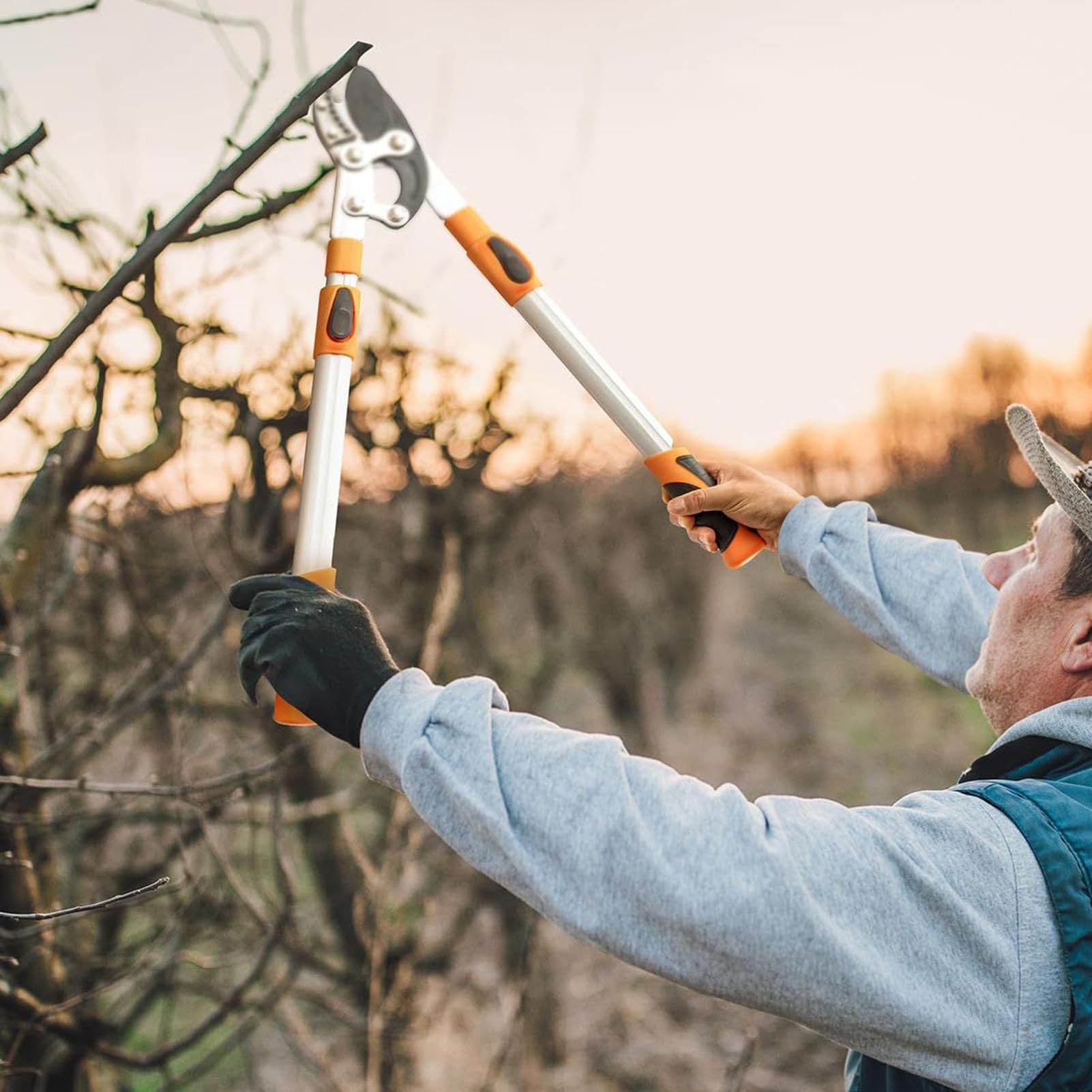 Nożyce ogrodowe Wytrzymałe nożyce teleskopowe z długą rączką | Wytrzymały Sekator Do Roślin Do Drzew, Żywopłotów, Roślin, Pnączy, Podwórka, Patio, Trawnika, Ścieżek I