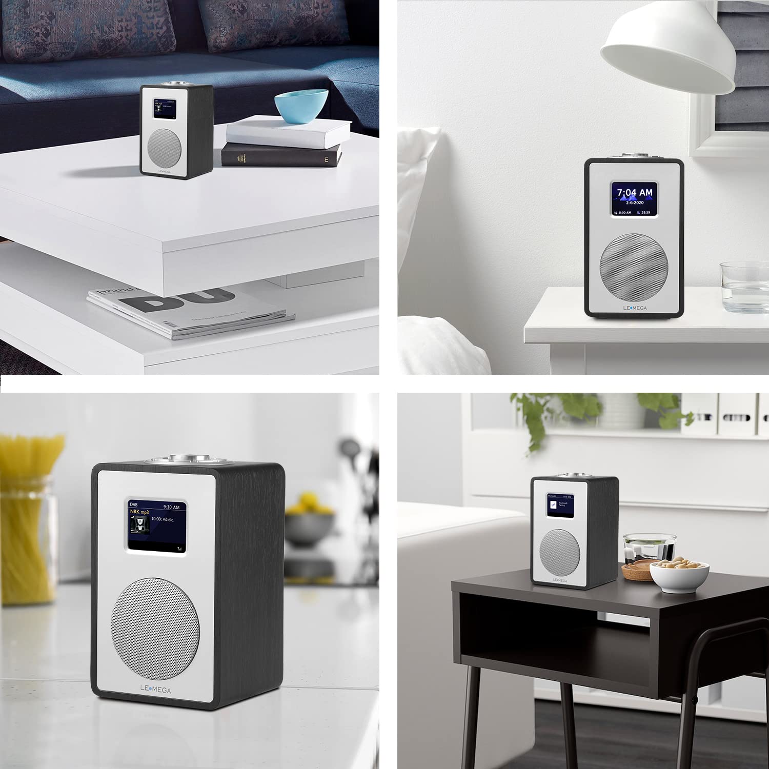 LEMEGA CR4 Radio Dab/Dab+/FM, Bluetooth, Pantalla Color,Roble Negro