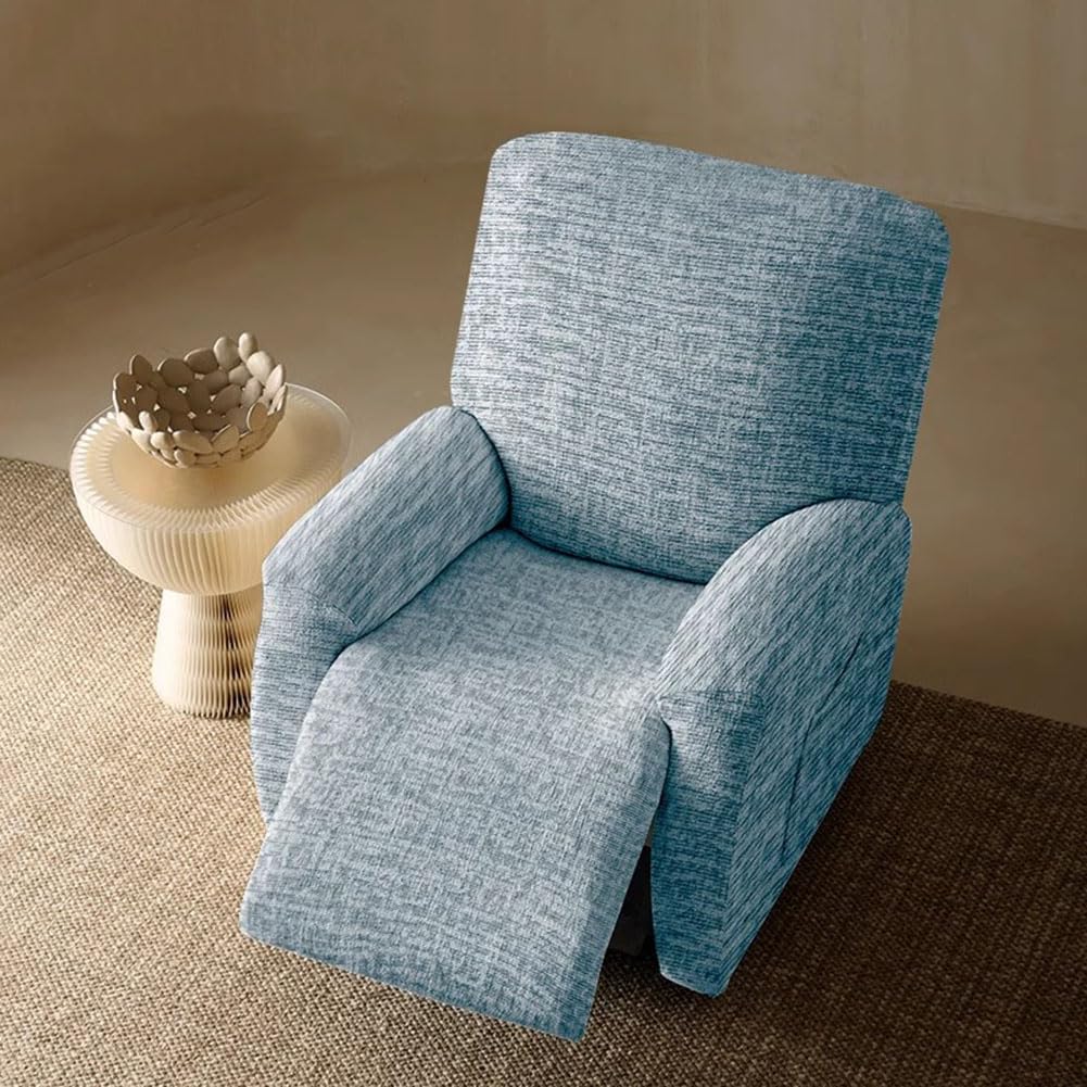 Four-Piece Recliner Cover, Stretch Sofa Cover, Furniture Protector, Soft Recliner Cover, Single Recliner Cover, Suitable for Standard Large Recliner,Blue