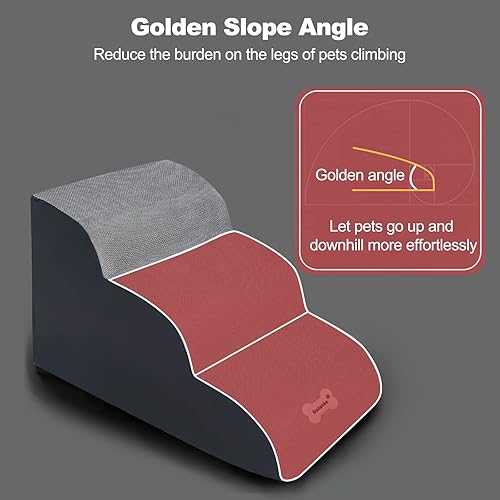 Miniatura 3 de Escaleras para mascotas, lavable y con cremallera, rampa extraíble para mascotas, escaleras de espuma de alta densidad para perros, 3 pisos de