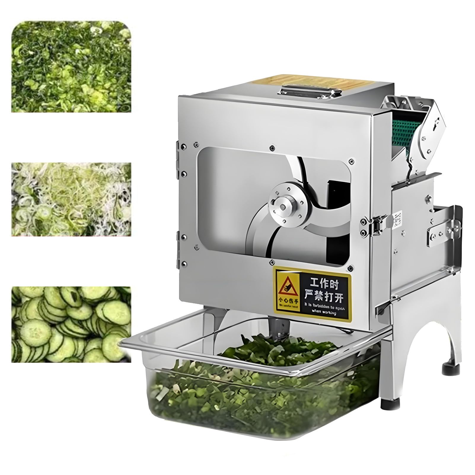 Ofyphth Commercial Electric Vegetable Slicer，200W Automatic Scallion Chopper，440LB/H, 1-35mm Thickness Adjustable, for Cucumber Scallion Green Bean. B