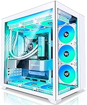 KEDIERS PC Case - Pre-Install 9 ARGB Fans, ATX Tower Tempered Glass Gaming PC Open Frame, C590，white