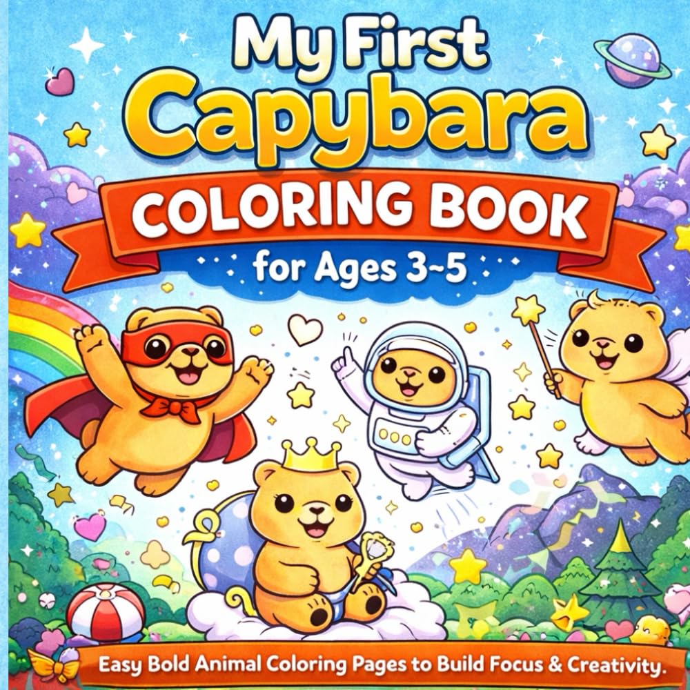 My First Capybara Coloring Book for Ages 3–5: 40 Easy & Bold Cute Animal Coloring Pages to Build Focus, Creativity & Confidence