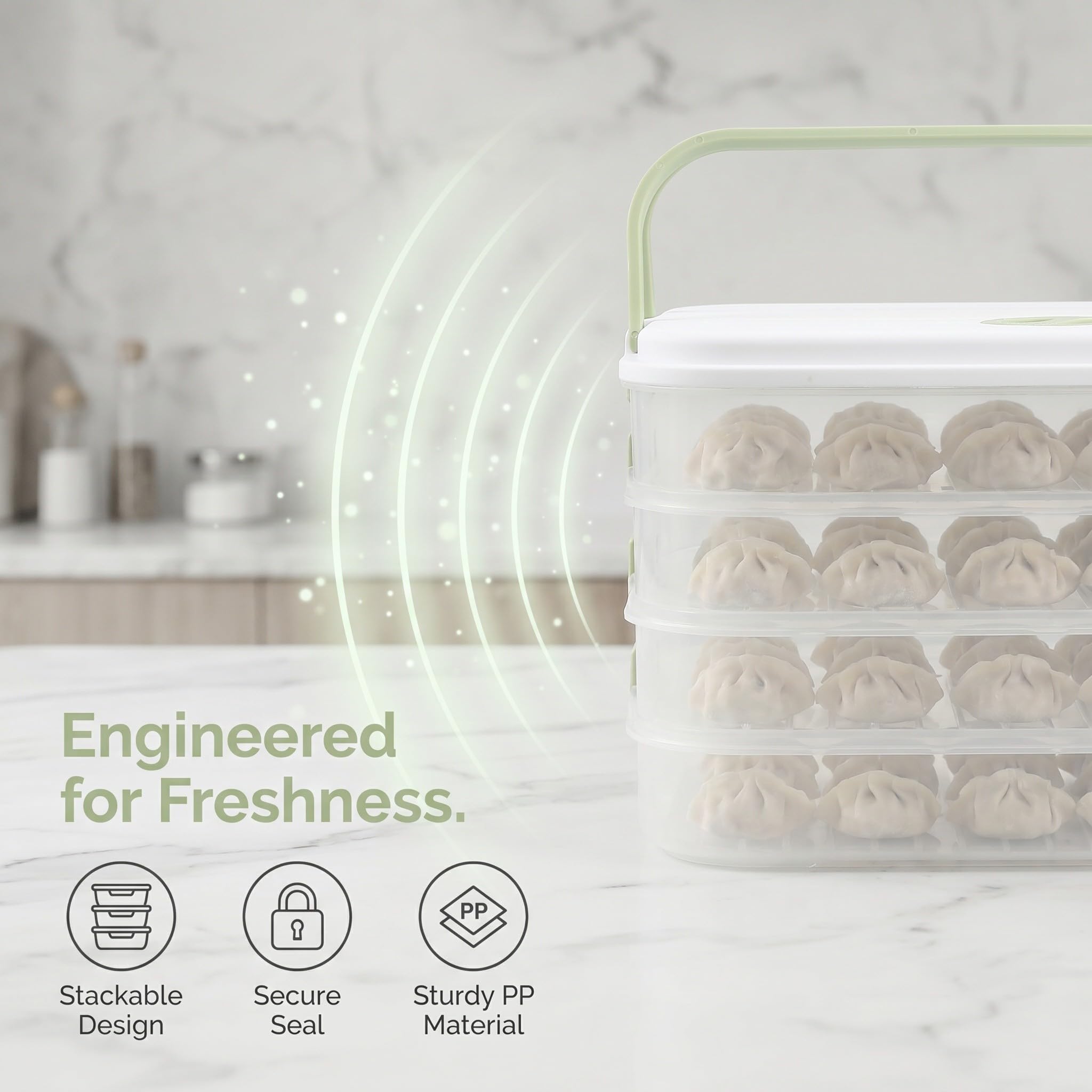 Recipiente rectangular para guardar empanadillas con 4 niveles - Caja rectangular para empanadillas, ideal para el frigorífico, como recipiente para aperitivos, queso, verduras y donuts, con