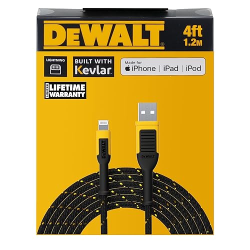 Miniatura 9 de DEWALT Heavy Duty USB to Lightning Cable [Apple MFiCertified] Durable iPhone Charger, Lightning Cables, Fast Charging iPhone Charger Cord Compatible