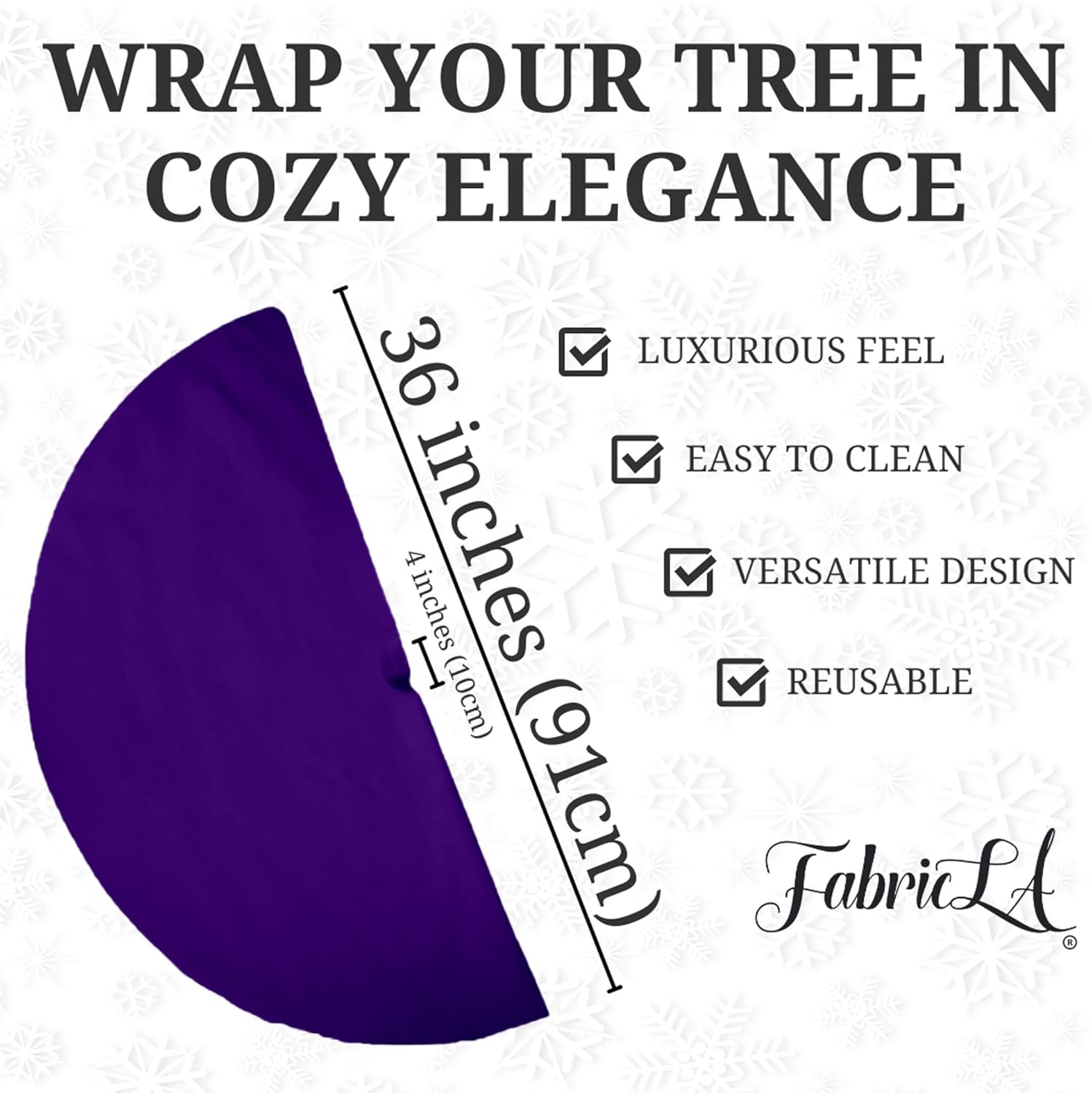 FabricLA Purple Faux Fur Tree Skirt Cut - 48-Inches with Rounded Edges (No Backing) for Christmas