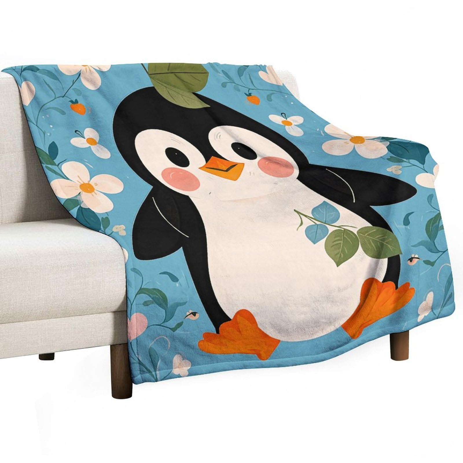 Plaid flanelle pingouin couverture douce pour réchauffer vos moments en famille