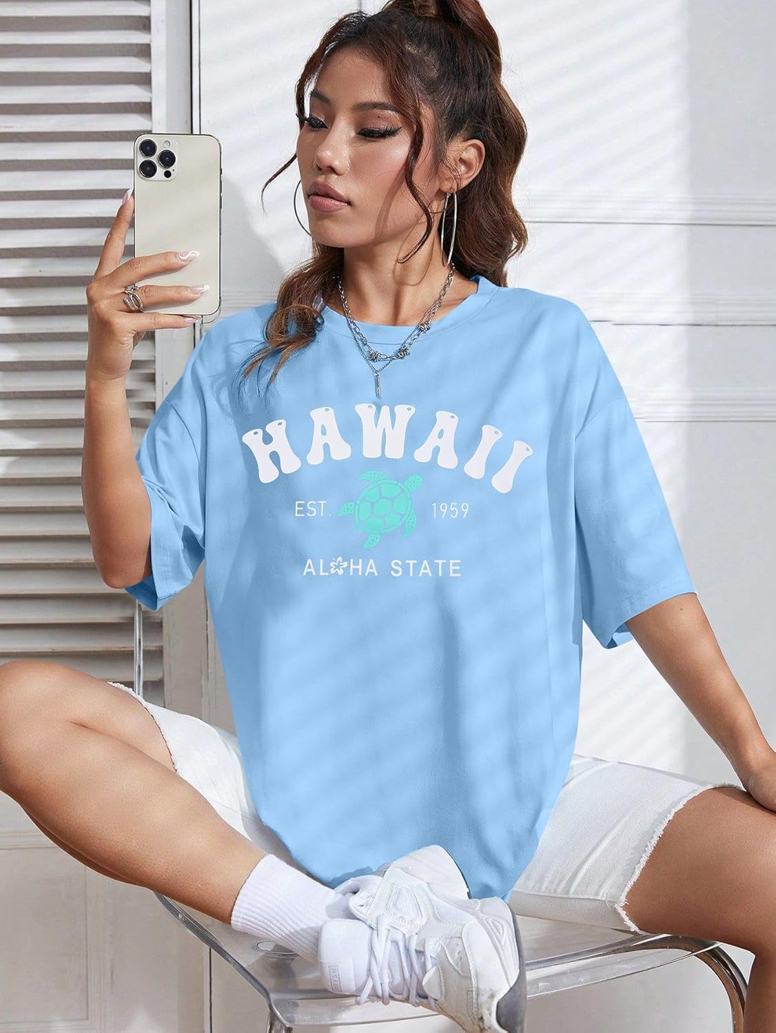 MNLYBABY Hawaiian Shirt Women Oversized Hawaii Graphic Shirts Hawaii Flowers Shirt Girls Preppy Casual Summer Vacation Tops - Image 2