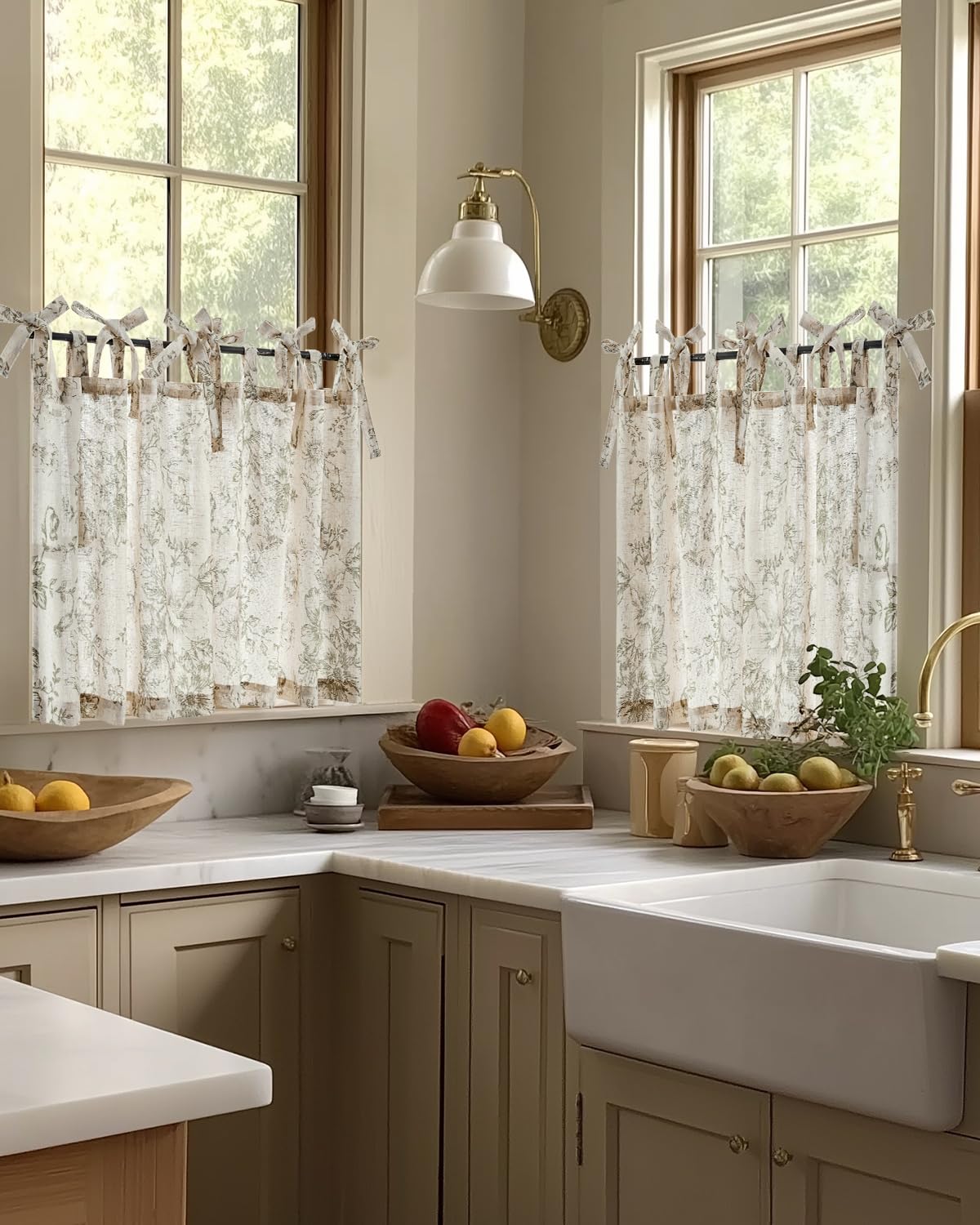 Snapklik.com : Jinchan Floral Linen Tier Curtains 36 Inch Christmas ...