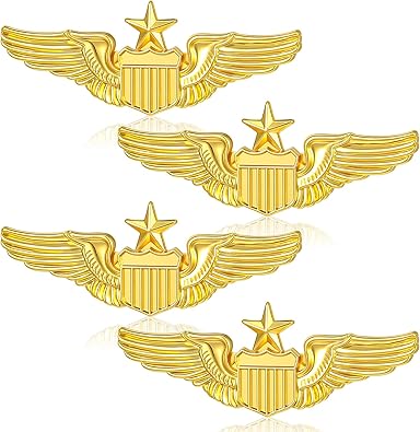 Gold Wings Airplane Pin 2 Pcs Alloy Pilot Wings Aviators Pin 2.28 Costume Lapel Air Force Airplane Pins Brooch Wing Pins Metal Aviators Wing Badge for Hat Shirt Uniform Pilot Costume