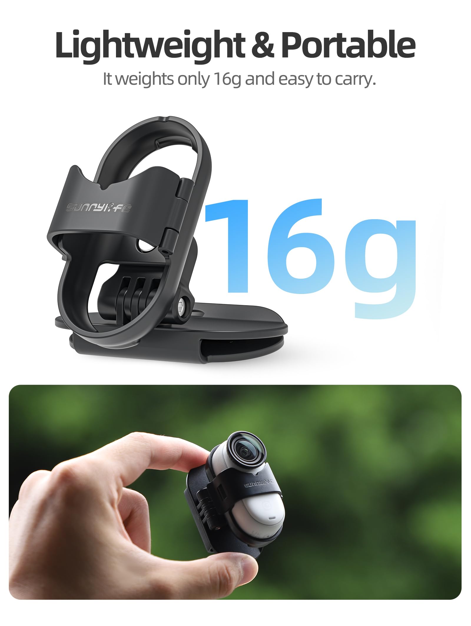 Soporte de clip para sombrero Insta360 Go 3S/Go 3 con dos cuñas de rotación de 360°, vista POV, fácil instalación para accesorio de cámara de acción