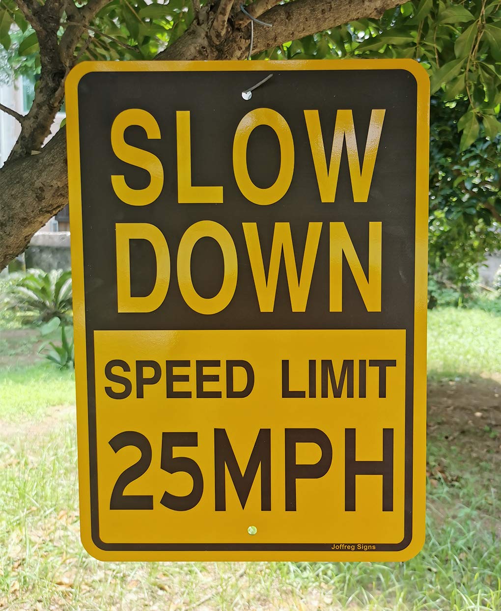 Joffreg Slow Down Speed Limit - Señal de 25 MPH, 17 x 12 pulgadas, aluminio reflectante