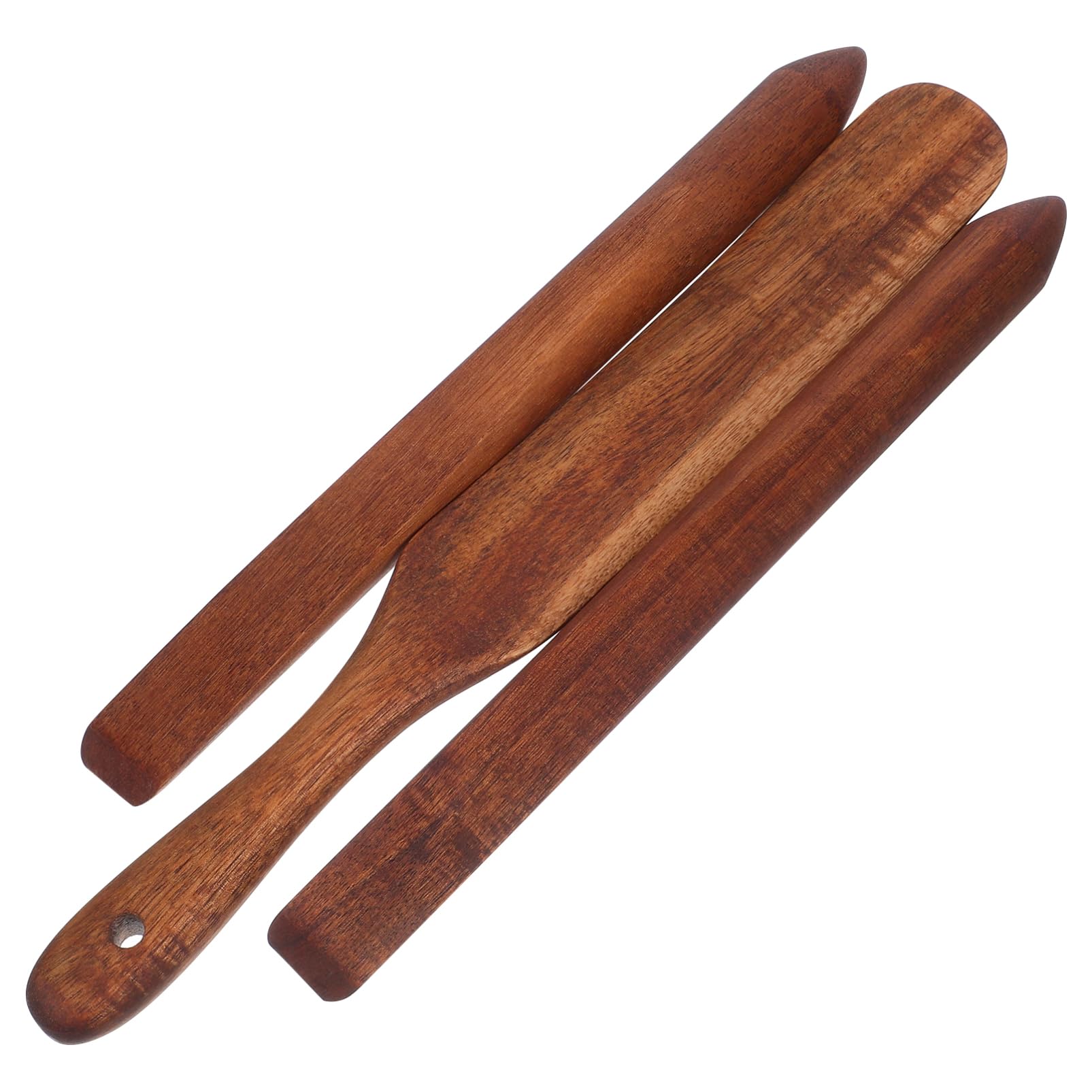 3 Espátulas de Madera Marrón para Mezclar Masa Madre, Utensilios de Cocina Eficientes Agarre Cómodo y Diseño Natural para Repostería y Panadería