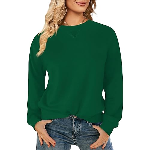 Elesomo Womens Sweatshirts Crew Neck Cotton Casual Long Sleeve Pullover Tops