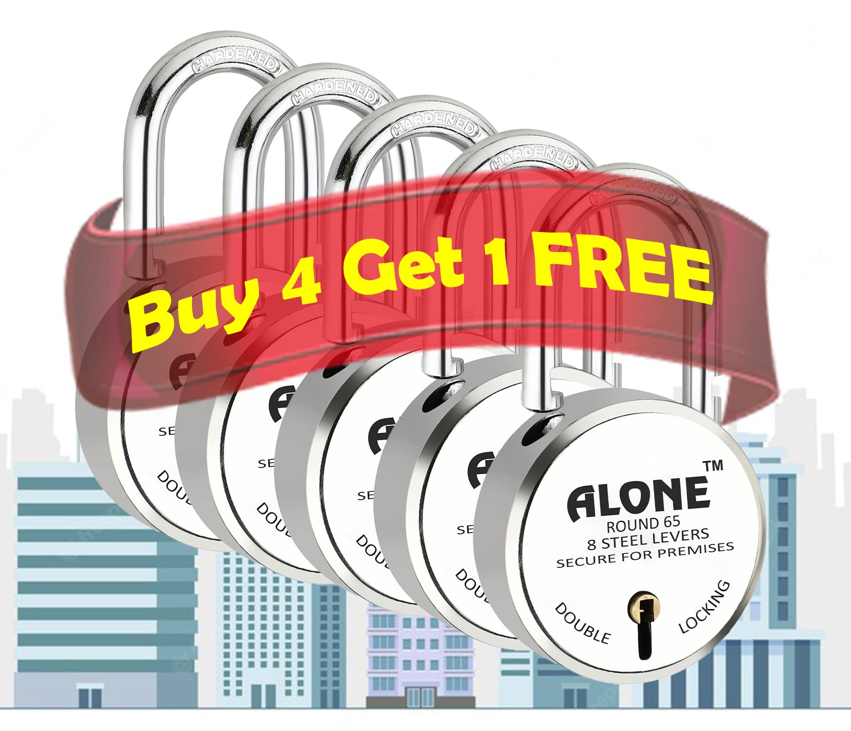 Alone Padlocks Small Size 50mm 6 Keys Lock | Hard Shackle Double Locking | Lock and Keys for Home Door Gate Shop Shutter Office, Chrome Finish Rust Resistance | Made in India (Pack of 01) — Amazon image 17