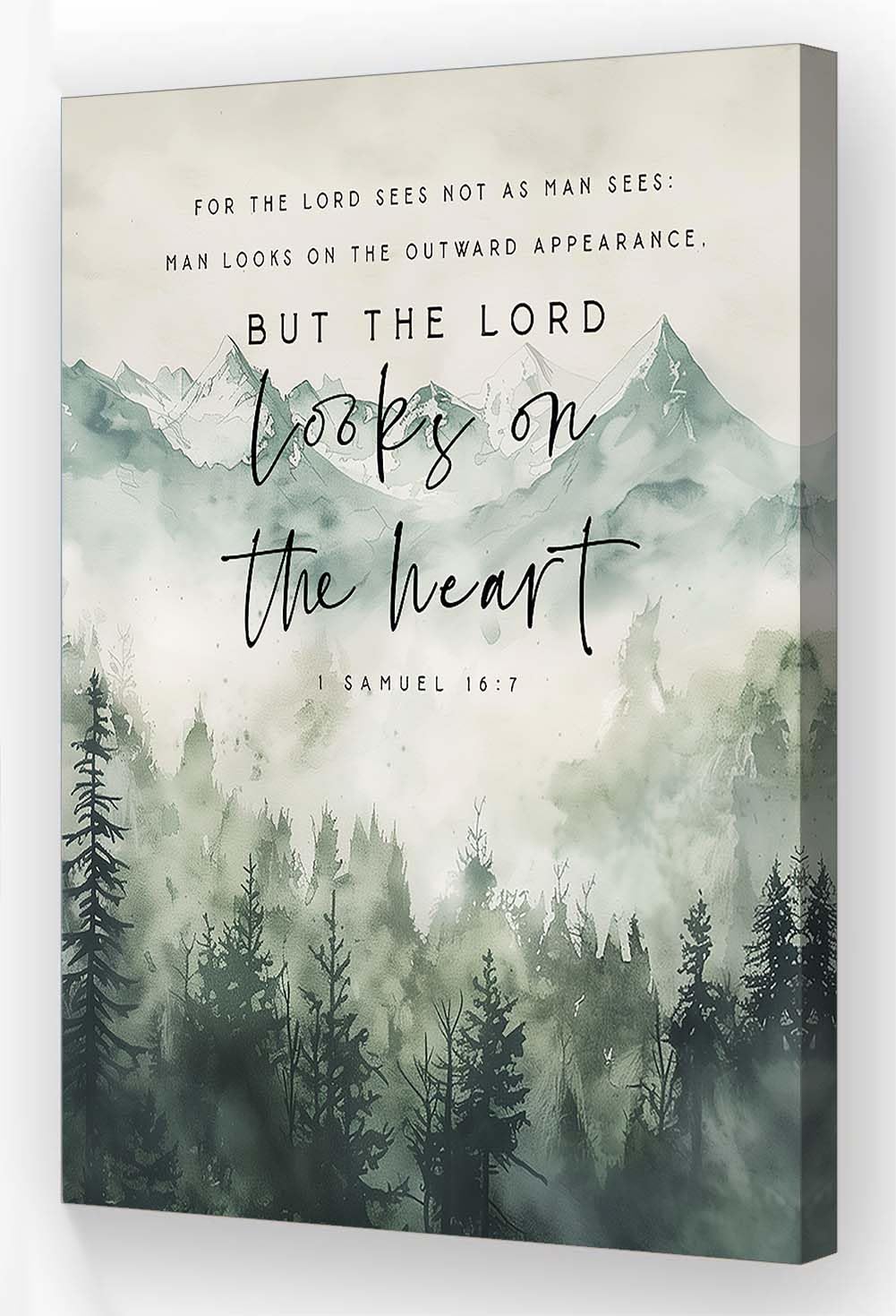 Jaesxxco 1 Samuel 16 7 Bible Verse Wall Art The Lord Looks on The Heart Scripture Poster Christian Quote Wall Decoration for Living Room Giclee Art Unframed 8x10inch