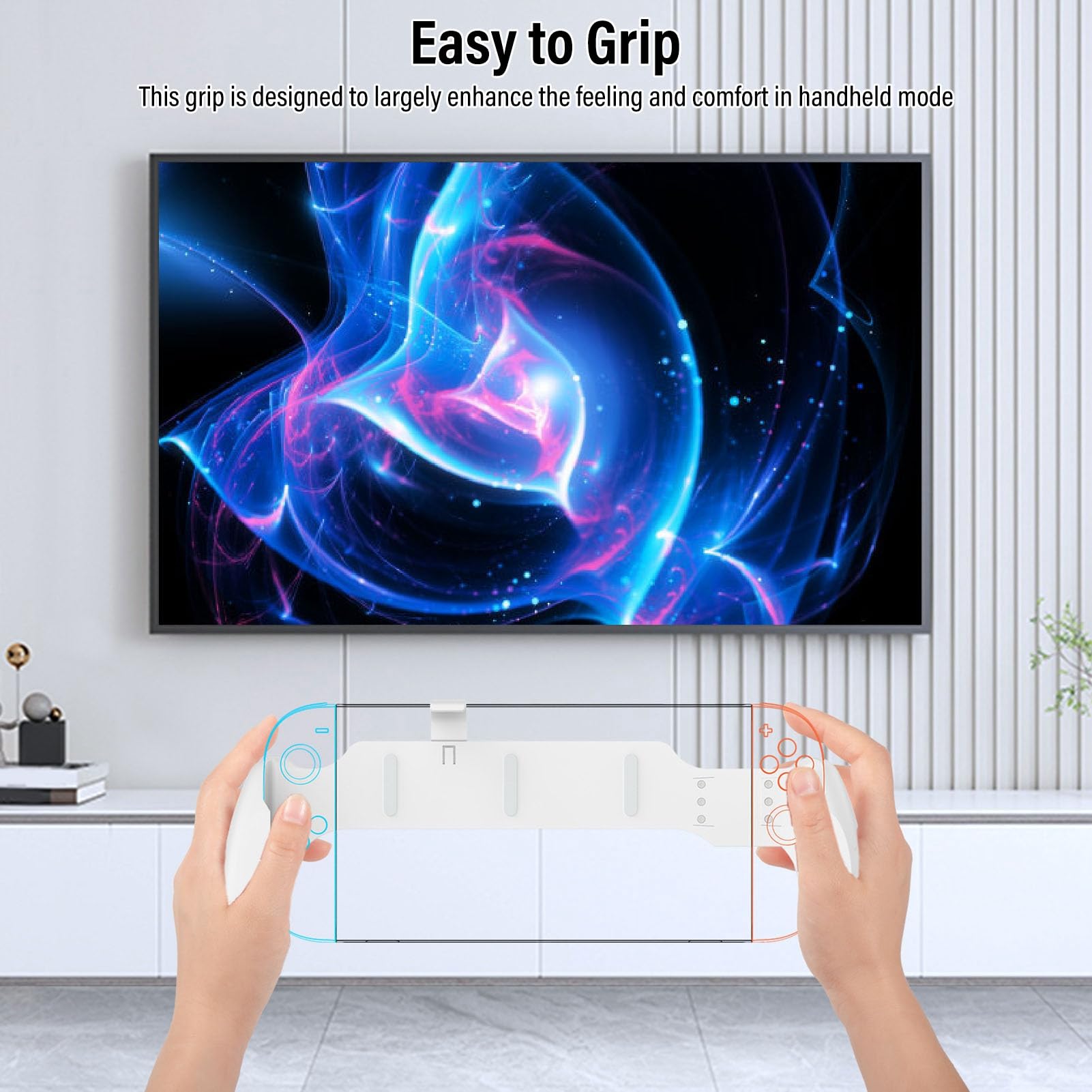 Ejoyous Impugnatura per 2, Impugnatura Asimmetrica per Console di Gioco in ABS, Maniglia Ergonomica Antiscivolo per 2 2025 OLED e, Comfort Leggero per Giochi Portatili (WHITE)