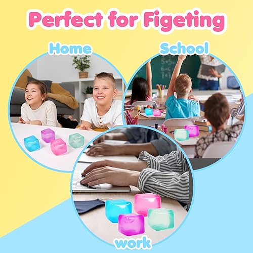 Miniatura 5 de Paquete de 2 cubos de estrés Squishy Stress Balls para adultos y niños, juguete para ansiedad para tu mejor suavidad y relajación, cubos de hielo,