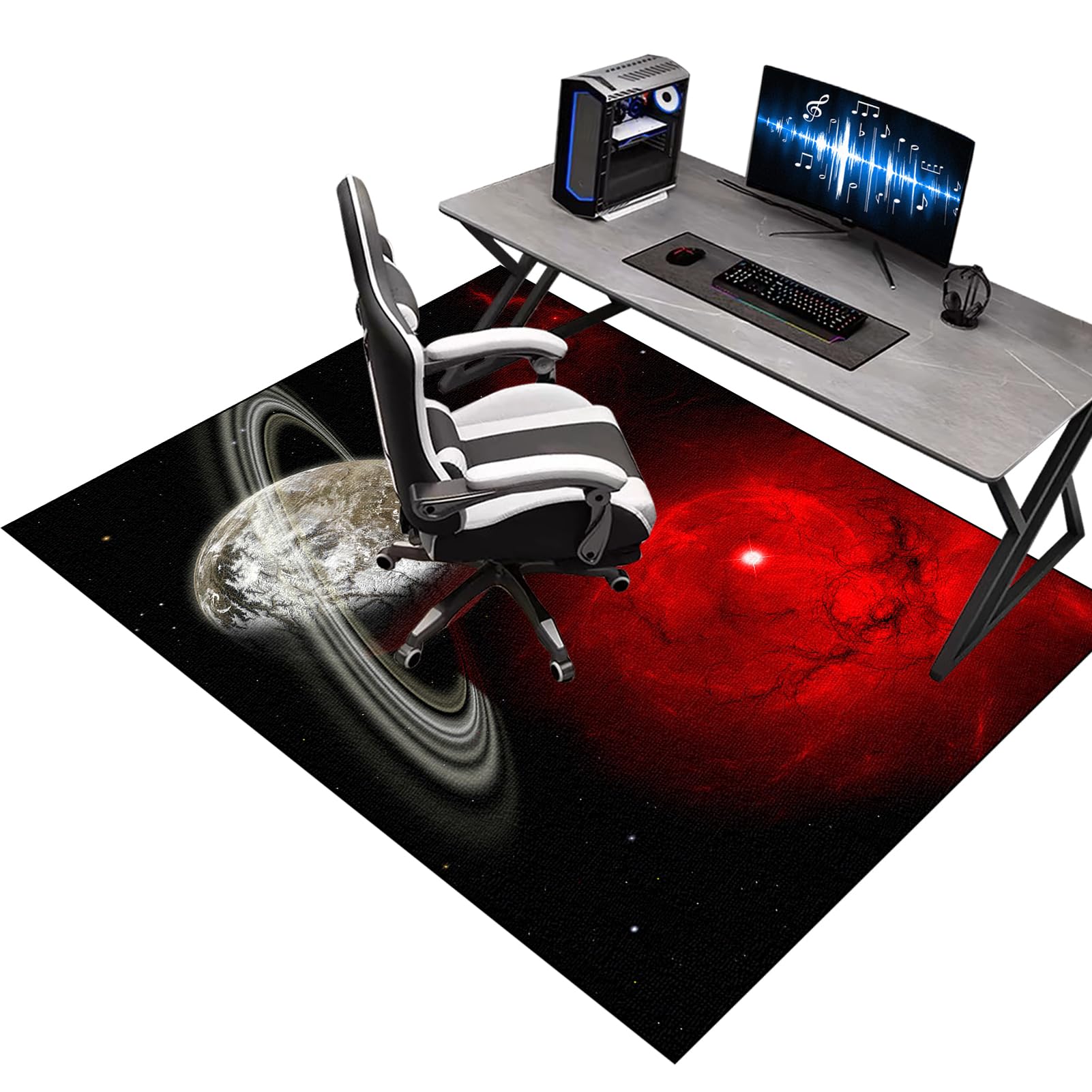 Office Gaming Chair Mats for Carpeted Floor, 90 x 120 cm Gaming Rug for Hard Floor, Desk Chair Floor Protector Mat for Carpet, Computer Floor Mat for Carpets, Floor Protector for Rolling Chair