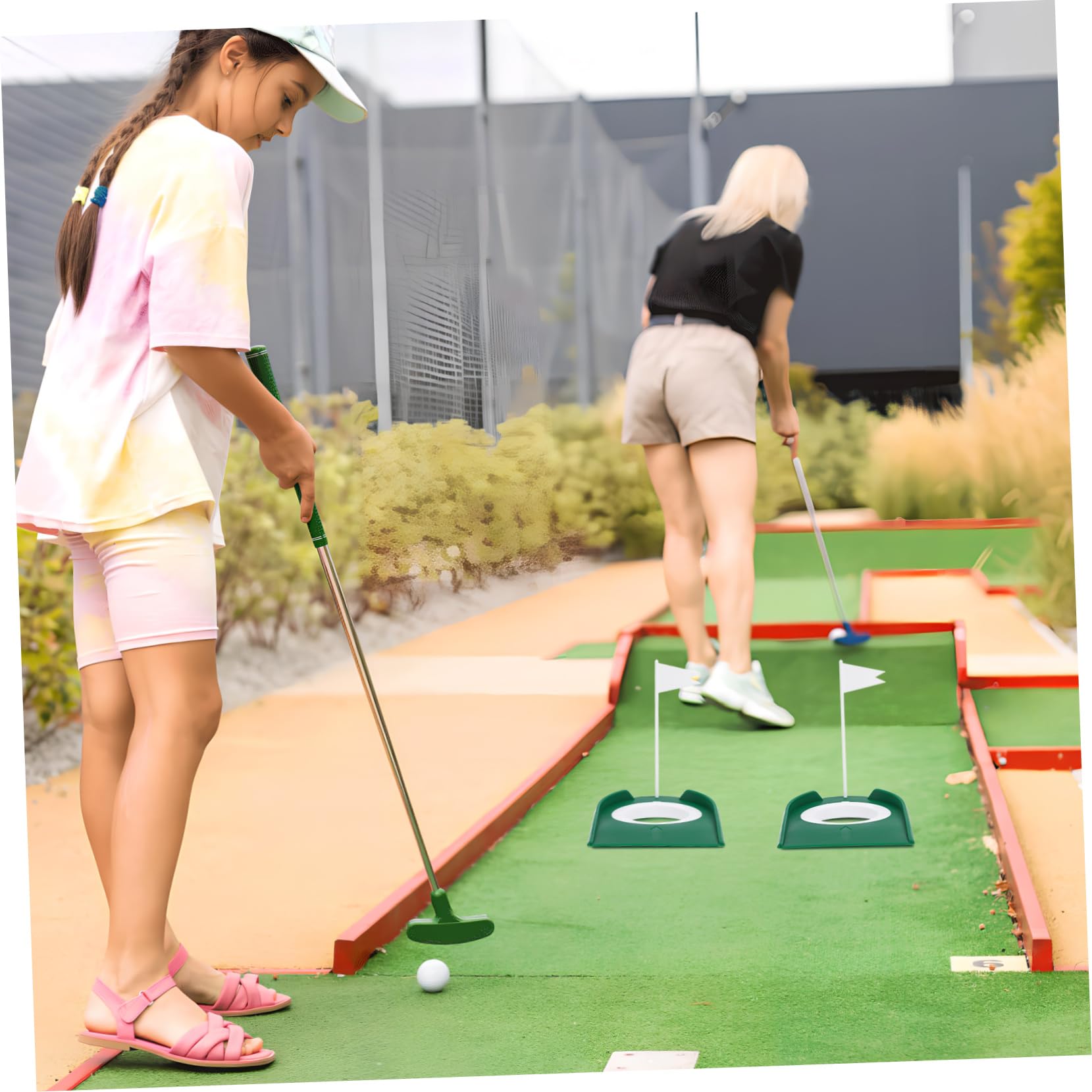 VANZACK 2-Piece Golf Putting Aid Cup Set Indoor Golf Practice Cup Flags Portable Training Device for Improved Precision Control