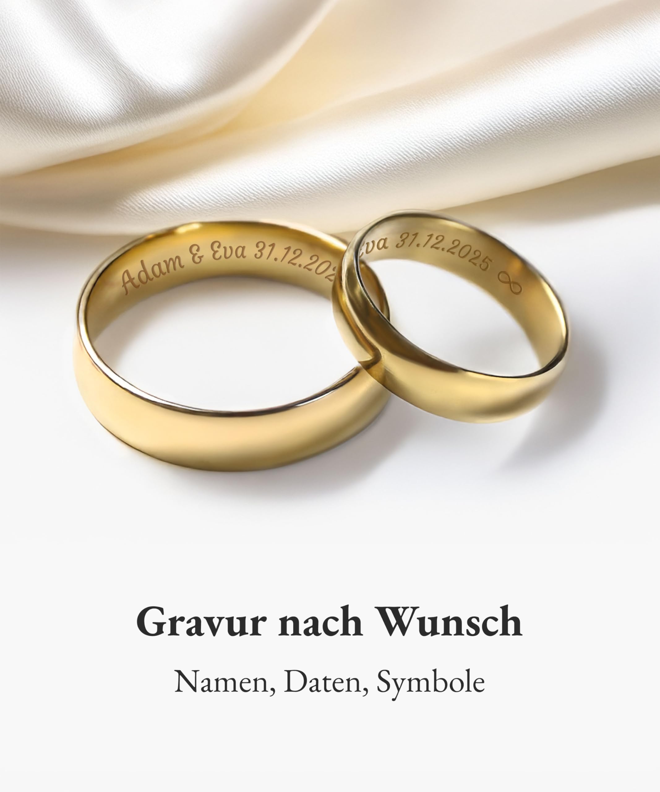 mosa & co. - Trauringe Gold 585 mit 3 mm Breite im Paarpreis für Sie und Ihn inkl. Gravur - Modell Classic - Vollmassive Echtgold 14k Eheringe Hochzeitsringe Verlobungsringe Partnerringe